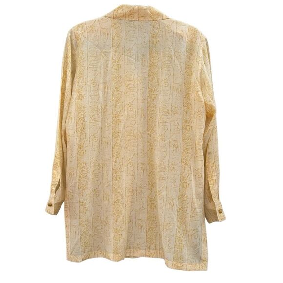 Escada 1990s Vintage Women's 100% Silk Egyptian Print Button Down Blouse Size 34 - Picture 3 of 8